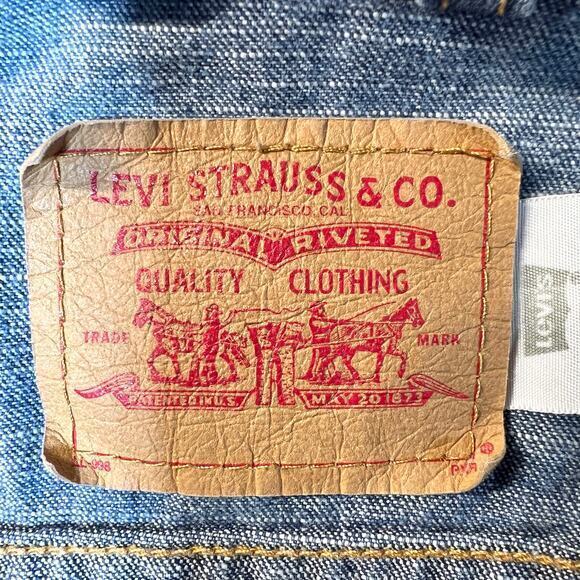 Levi's Y2K Trucker Jean Jacket Juniors XS Fitted Faded Stretch Denim Western VTG - Picture 5 of 15